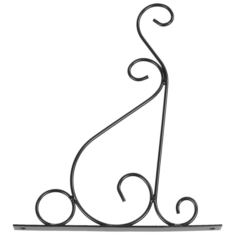 Iron Garden Wall Light Hanging Flower Plant Pot Bracket Hook Shelf Stand Holder, Black