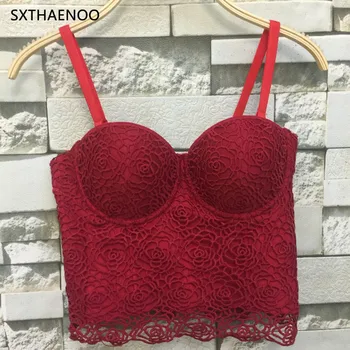 

SXTHAENOO Sweet Charming Flower Lace Push Up Women's Corset Corset Wedding Party Corset Cropped Top Plus Size