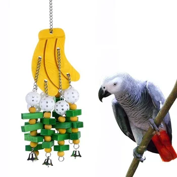 

New Pet Molar Pastime Toy Wooden Parrot Favorite Colorful Safe and Tasteless Parrot Bite Bird Toy Banana Apple Big Bunch