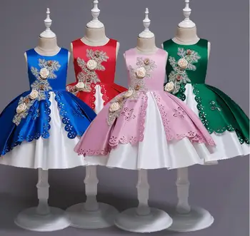 

2019 New Baby Girls Fashion Floral Party Dresses, Princess Kids Elegant Flower Clothing 6 pcs/lot,Wholesale