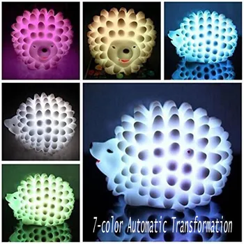 

7 color changing cute hedgehog Night Lights Led Colorful Hedgehog Style Easy Convenient Desk Bed Lamp Children #3D16