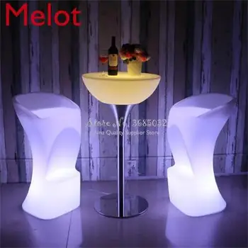 

Bar LED table Rechargeable Cordless Decorative Light Luminous Stool with 7 Colors Remote Control 60x60x56cm