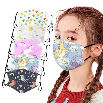 

Mascarilla 5pc Kids Mask Children Washable Adjustable Breathable Cartoon Printed Kids Mask For Face Mouth Caps Washable