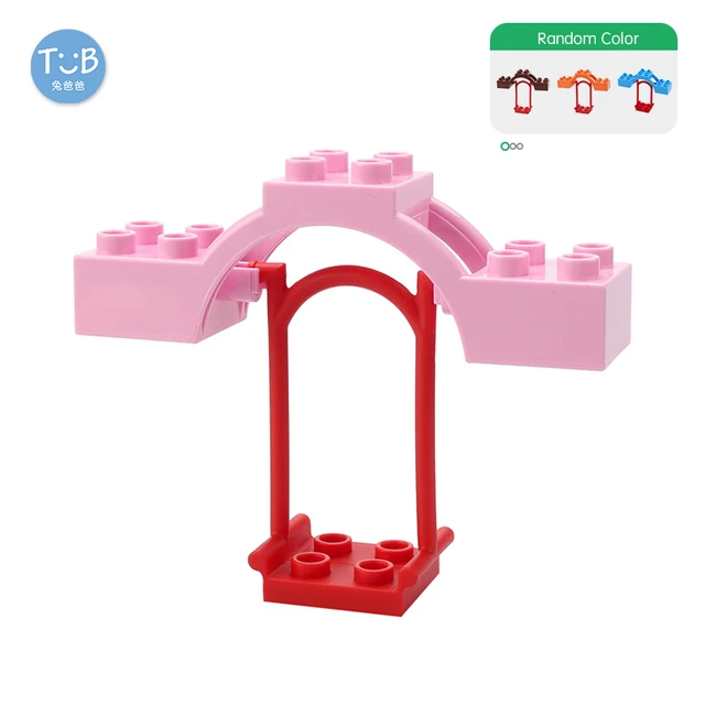 Blocks Amusement Park Accessory Slide Ladder Swing Seesaw Carousel Big Large-particle City Building Children's Gift Bricks Toy Random color