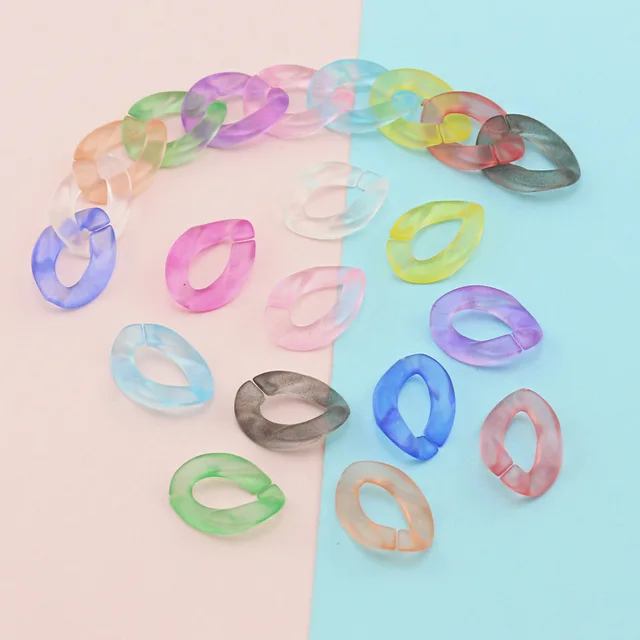 Wholesale 23mm*17mm Multi color Acrylic Twisted Chains Assembled Parts Beads Diy Jewelry Findings Accessories 60 pieces(JM6582) Multi-colors Frosted