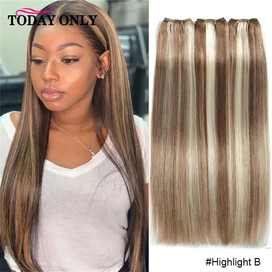 Brazilian Bundle Straight Highlight | Blonde Brown Brazilian Weave - Straight  Hair - Aliexpress