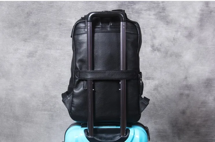 Real Leather Backpack With Cup Holder For Men
