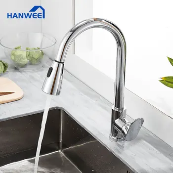 

Hanwee Chrome Kitchen Faucets Pull Out Kitchen Sink Mixer Tap Single Handle Water Mixer Tap Kitchen 360 Rotation Mixer Tap