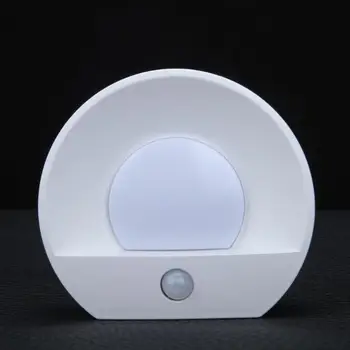 

Plastic Small LED Night Lamp Human Body Induction Sensor USB Round Emergency Warm White Light for Home Bedroom Corridor