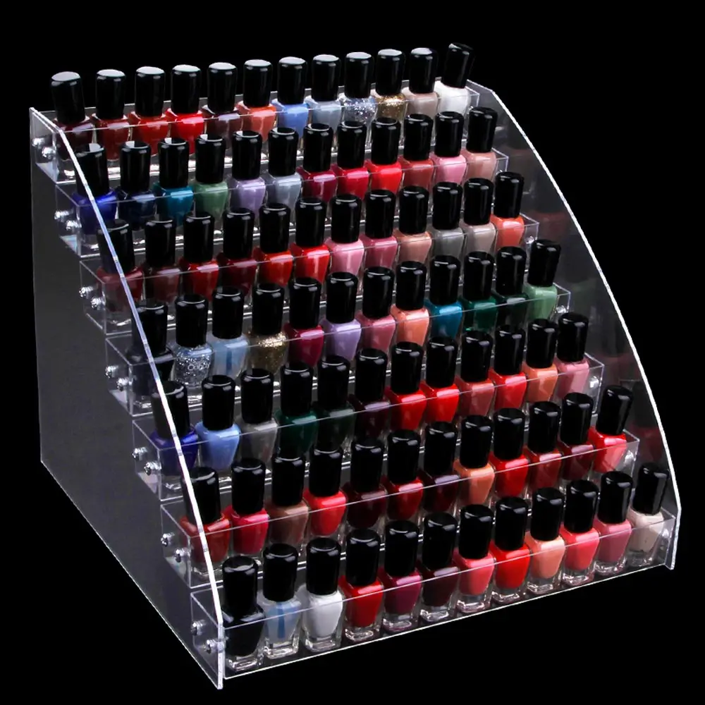 1 To 7 Tier Nail Polish Rack Tabletop Acrylic Display Stand Clear Lipstick Holder Essential Oils Shelf Manicure Storage Organize
