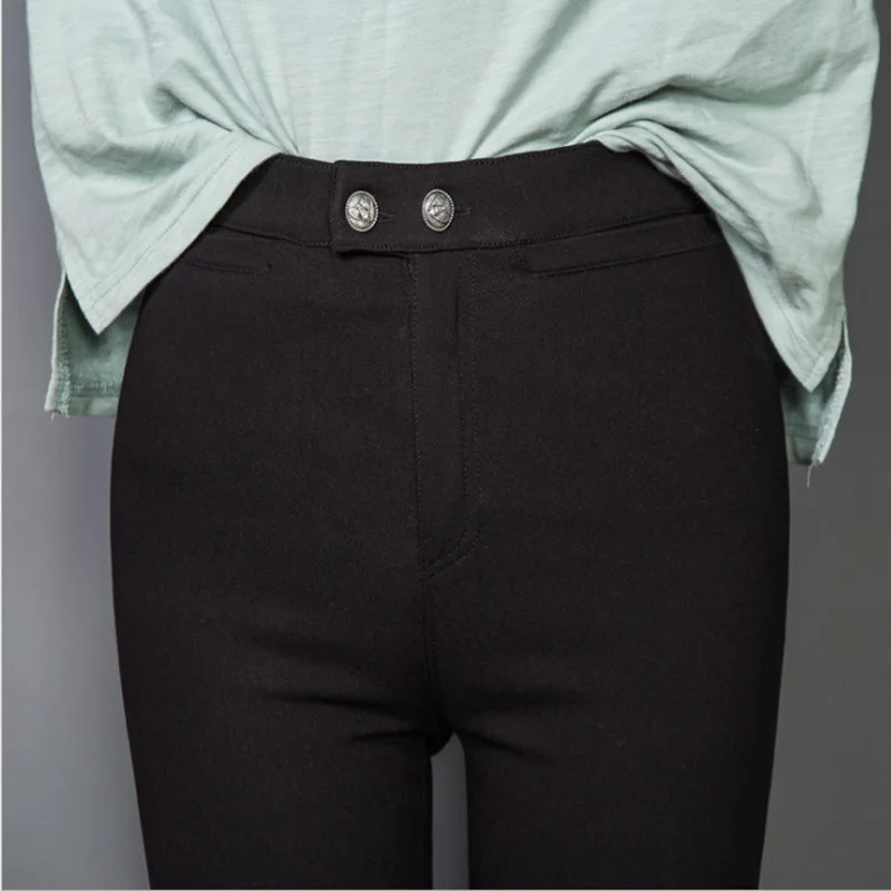Bee buckle black GOODSTUS, женские повседневные плотные джинсы, обтягивающие леггинсы, облегающие, средняя талия, Джинсовые леггинсы, пуш-ап, узкие джинсы, леггинсы для улицы - Цвет: Bee buckle black