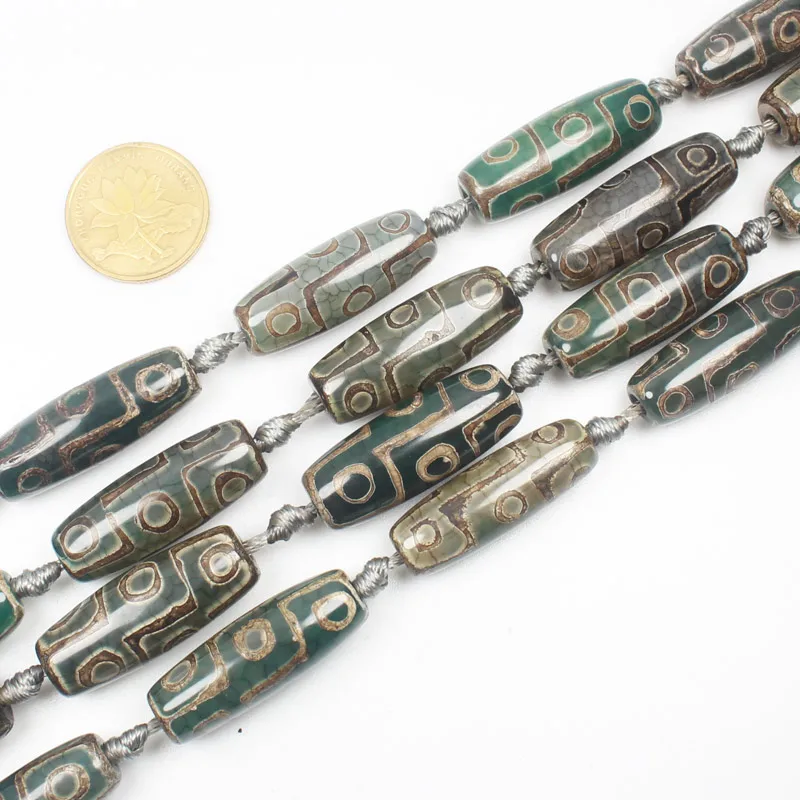 

10pcs ,Multi-Style Green 10x30mm Ancient Tibet Dzi agates Beads,For DIY Necklace Bracelat Jewelry Making !