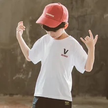 Детская одежда; коллекция года; сезон лето; стиль; модная повседневная футболка с короткими рукавами для мальчиков-подростков; красивая модная футболка с принтом