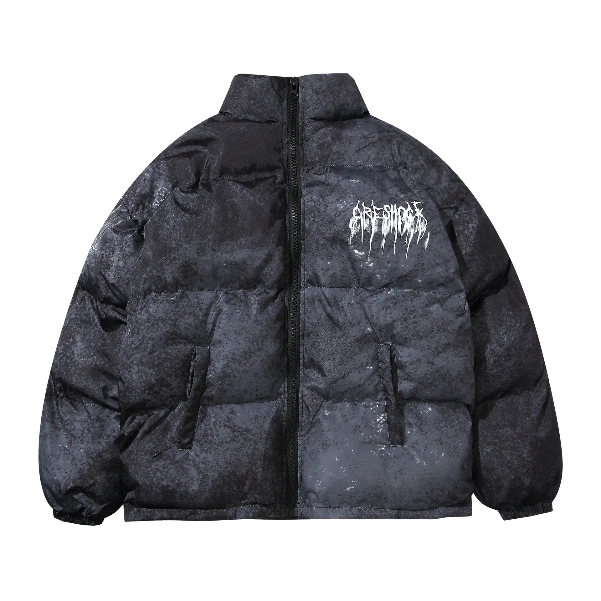 homens oversized jaqueta de inverno hip hop tie dye print engrossar parkas casal gola prova de vento quente rua acolchoado casaco