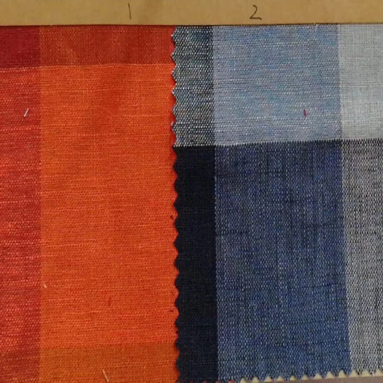 Чистая льняная ткань летние клетчатые рубашки tissu, брюки, cheongsam, платье, персональный DIY материал