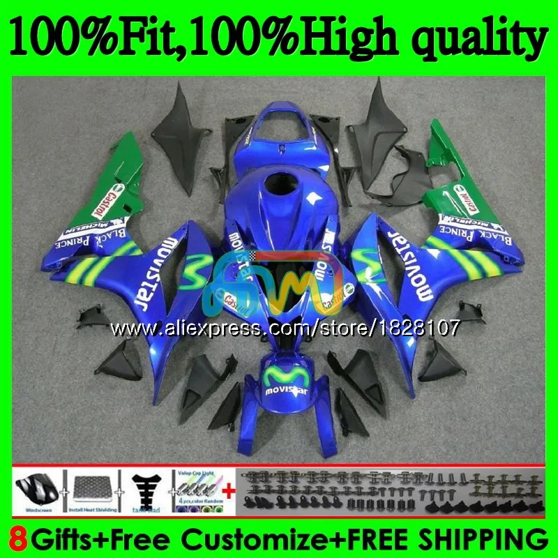 Литья под давлением для HONDA CBR600 CBR 600 RR CC 600RR 600F5 F5 07 08 зеленый синий 60BS. 12 CBR600RR CBR600F5 600CC 2007 2008 обтекатель oem
