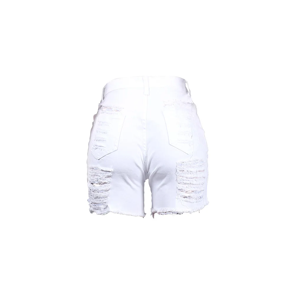 Летние джинсовые белые уличные шорты женские рваные Рваные джинсовые шорты женские короткие джинсы облегающие джинсовые шорты