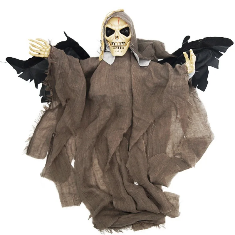 

Halloween Small Hang Ghost Linen Ghosts Electric induction Horror Props Haunted House Bar KTV Luminous Skeleton Pendant