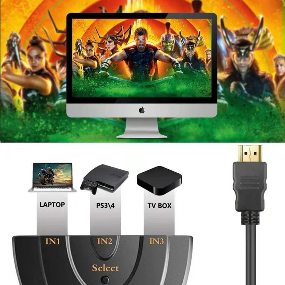 Горячие взрывные рождественских подарков 3-Порты и разъёмы Переключатель HDMI сплиттер с выводным проводником аудио кабель Поддержка для HD DVD ТВ коробка PS3 игровыми консолями Xbox