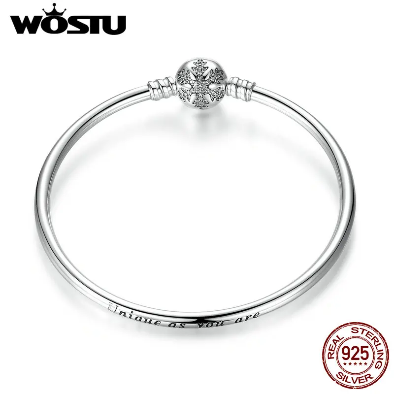 Женский браслет и WOSTU из серебра 925 пробы с гравировкой застежкой в виде снежинок