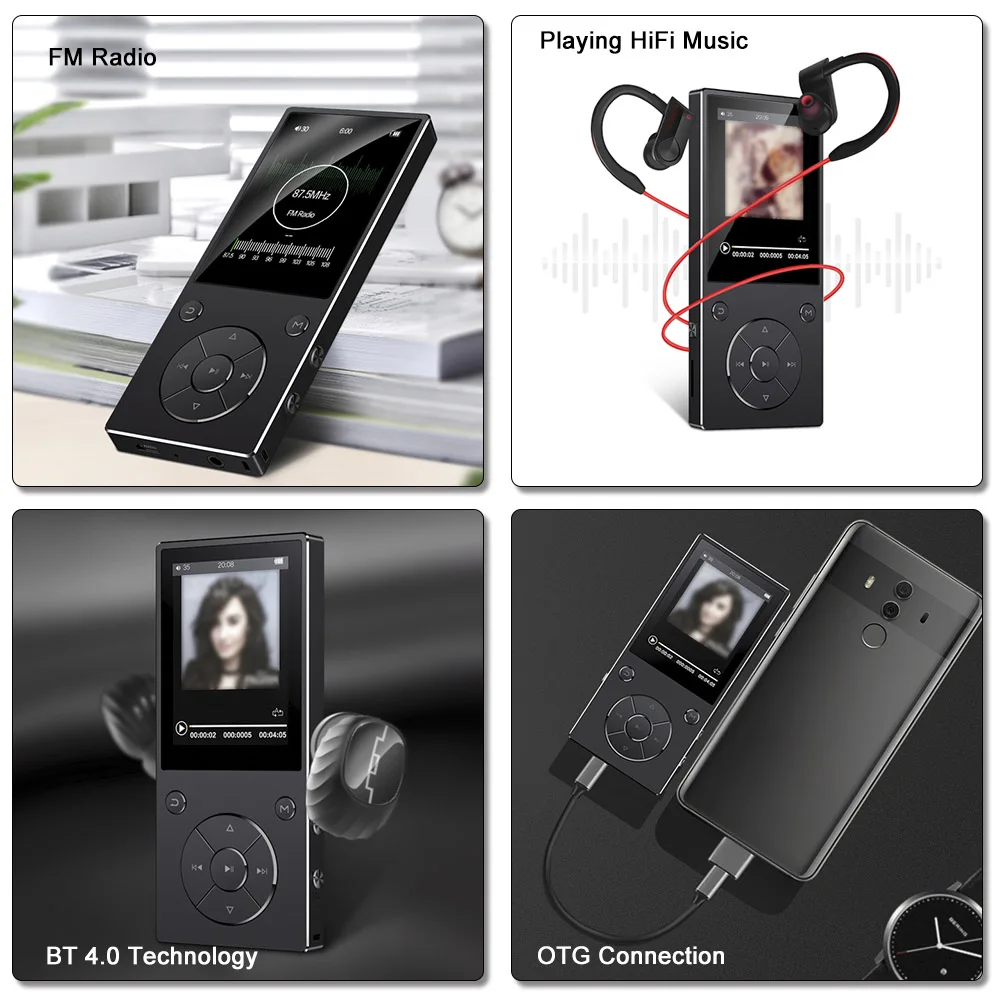 Ruidu D11 8 Гб MP3-плеер Bluetooth музыкальный плеер fm-радио диктофон TF слот для карт 3,5 мм наушники Встроенный микрофон динамик