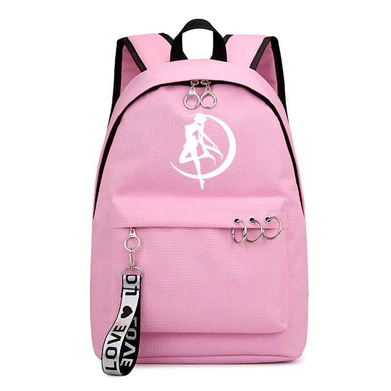 Style 6 Сейлор Мун Кот розовый рюкзак школьный книги сумки Mochila Дорожная сумка для ноутбука кольцо с изображением ленты круг мальчик девочки рюкзак розовый черный - Цвет: Style 6