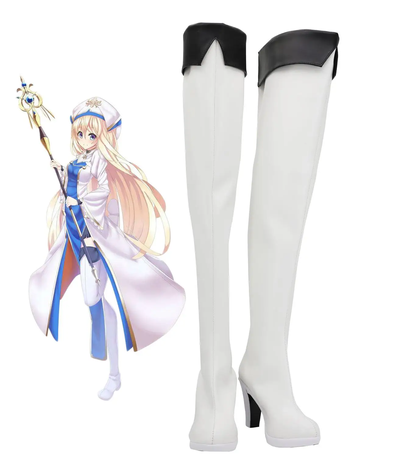 

Goblin Slayer Priestess Cosplay Boots Kitten Heels White Shoes Custom Made
