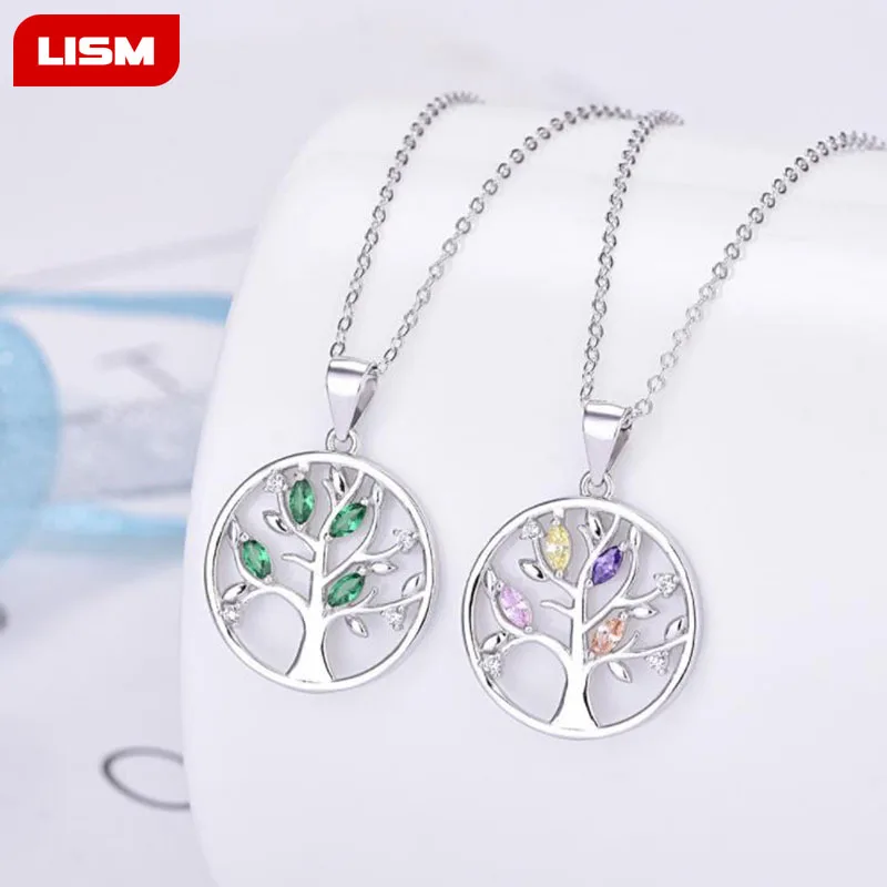 

Popular 925 Sterling Silver Rely Tree of Life Pendant Necklaces Clear Green CZ Women Fashion Jewelry Brincos Gift