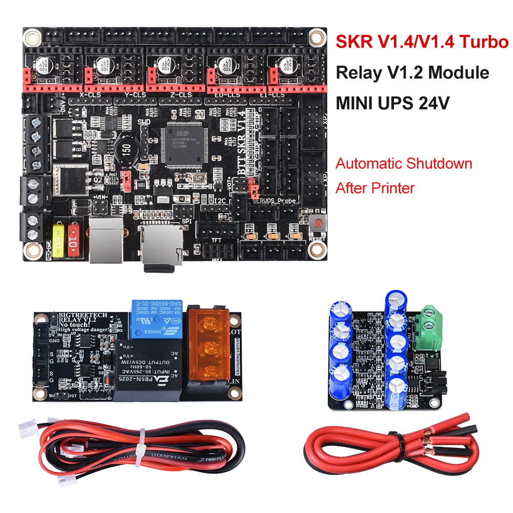 BIGTREETECH SKR V1.4 BTT турбо плата управления 32 бит мини UPS 24 В реле V1.2 Запчасти для 3D
