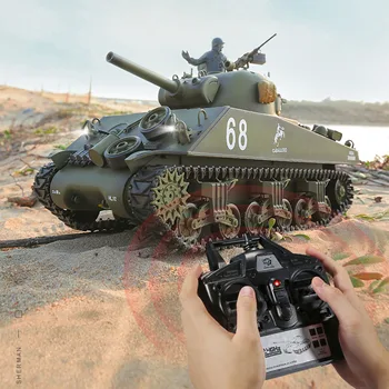 

1set 1:16 American M4A3 Sherman Tank 2.4G Remote Control Model Military Tank With Sound Smoke Shooting Effect - Basic Edition