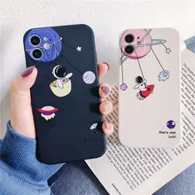 Cute Cartoons Space Astronaut Phone Cases For iPhone 12 Mini 11 Pro Max Xs Max XR X 8 7 Plus SE 2020 Soft TPU Back Cover