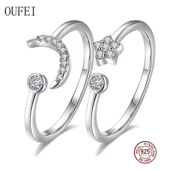 

OUFEI Stars And Moon Rings For Women 925 Sterling Silver Rings Crystal Charm Open Ring 925 Silver Stars Moon Jewelry 2020 New