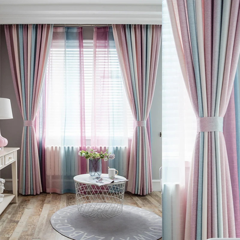 

Nordic-style windows and semi-sunshade American-style light luxurious Mediterranean curtains