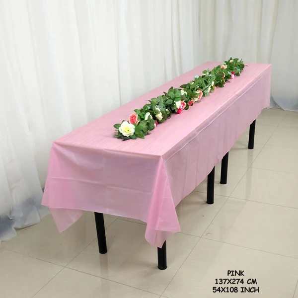 Pink Table cover Одноразовый пластиковый стол, юбка, синий, розовый, покрытие стола, бумажный стаканчик, тарелка, соломинка, для дня рождения, вечеринки, свадьбы, фестиваля, украшение - Цвет: Pink Table cover