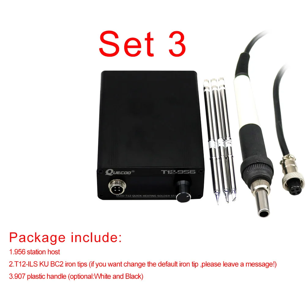 T12-956 OLED-STC 1,3 дюймов цифровой дисплей паяльная станция большой экран с T12-907 пластиковой ручкой и K паяльник - Цвет: SET3