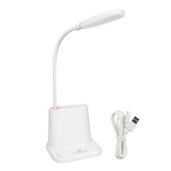 

College Dorm Multifunctional Cute Mini 2 Color Modes USB Rechargeable Modern LED Desk Lamp Bedroom Reading Stepless Dimming Home