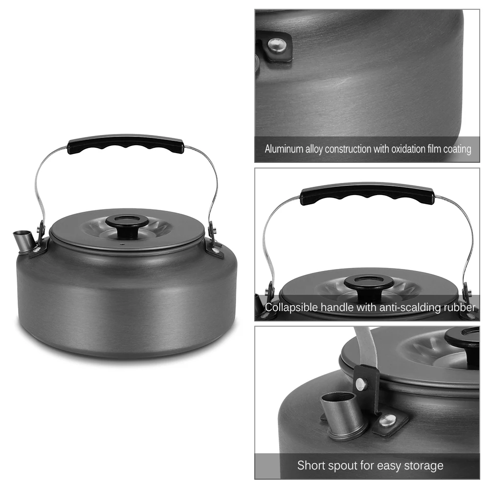

1.1L Portable Ultra-light Outdoor Hiking Camping Picnic Water Kettle Teapot Coffee Pot Anodised Aluminum Outdoor Tableware