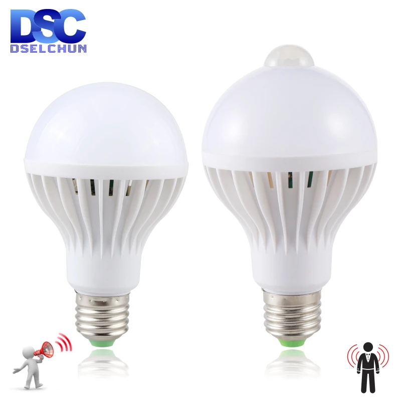 Светодиодная лампа 3W 5W 7W 9W PIR датчик движения Сенсор Лампа AC 220V 230V Авто Smart Led