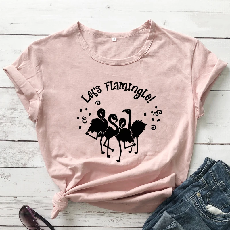 Футболка Фламинго Let's Flamingle забавная футболка для свадебной вечеринки подарок