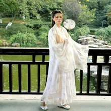 Traje chino antiguo para mujeres niñas Vintage vestido de danza folclórica tradicional Golden Crane Bronzing Retro Hada blanca 3 uds Set