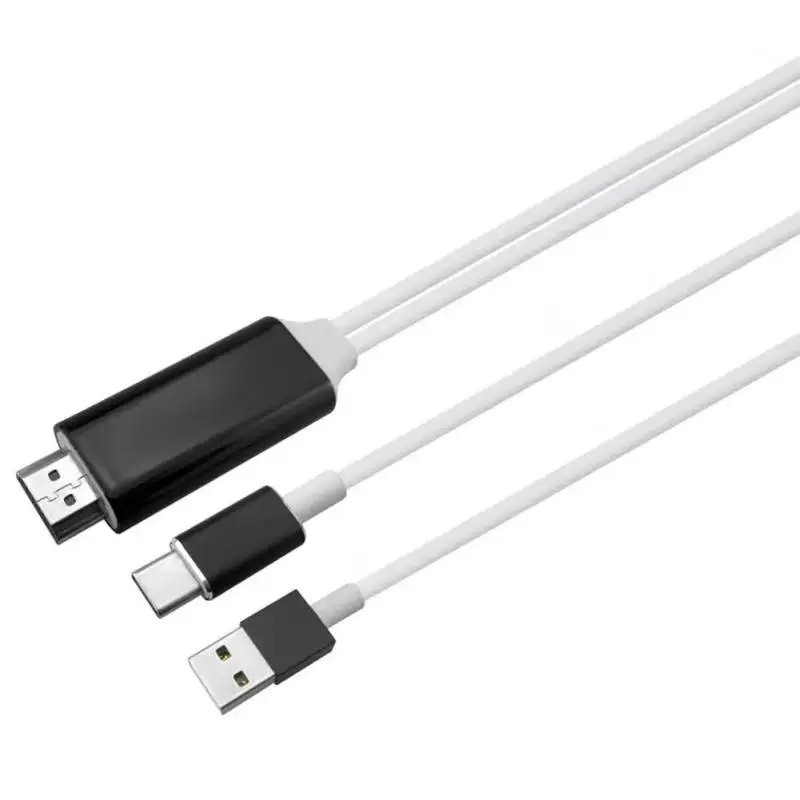 Черный Usb type C к HDMI 4K кабель с USB зарядным портом MHL Кабель-адаптер Поддержка samsung Galaxy S8/S8+, MacBook Pro/LG G5 S01 - Цвет: Черный