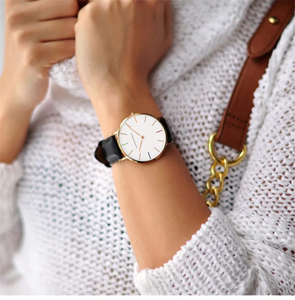 Япония движение Модные повседневные женские известный Топ Бренд роскошные серые кожаные простые водонепроницаемые часы Reloj Mujer Bayan Kol Saati