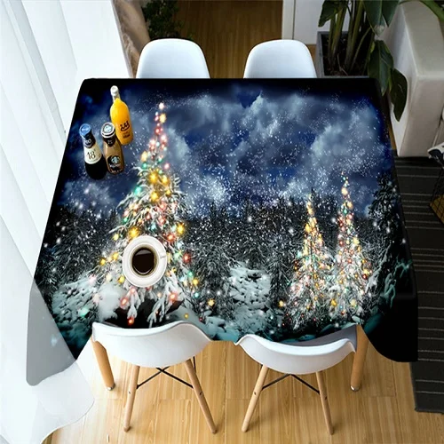 Color 1 Рождественская скатерть из полиэстера пылезащитный чехол для стола X-mas День благодарения ужин ночной вид 3D Скатерть украшения для домашнего праздника - Цвет: Color 1