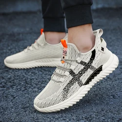 Men's Light Running Shoes Breathable Lace-up Jogging Shoes Fly Mesh Surface Deodorant Men's Casual Shoes Solid Color