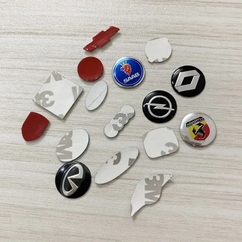 5 шт., 20 шт., 100 шт., SAAB ABARTH, все логотипы 21 мм, 16 мм, 12 мм, 11 мм, клевер, черный, синий, красный, белый, брелок, эмблема, значок, логотип, наклейка