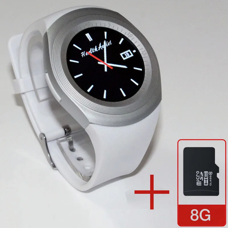 white add 8G Умные часы Y1, круглые, Bluetooth, sim-карта, умные часы, пульт дистанционного управления камерой, женские, мужские, фитнес, кардиостимулятор, спортивные часы - Цвет: white add 8G