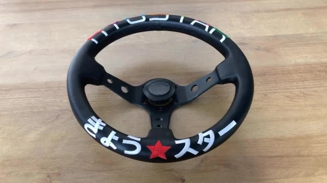 350mm/14in für SPARCO Stil 6 Deep Dish Schwarz Leder Racing Lenkrad W/ Horn  - AliExpress