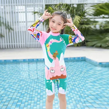 

Swimsuit For Girls Kids 2020 Baby Clothing Female Child Swimwear Rash Guard Guards Children Bikini Long Sleeve Diving Suit Sun