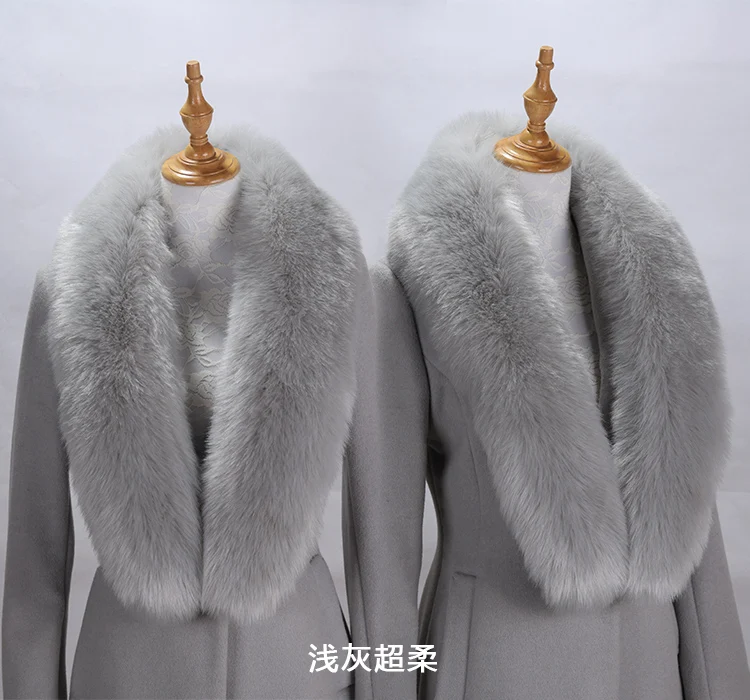 Light grey Qearlstar шарф из искусственного меха Supre Длинные Роскошные куртки пальто воротник для женщин 120*20 см глушитель теплая шаль с украшениями обертывания ZKG16 - Цвет: Light grey