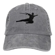 Kungfu Силуэт Унисекс бейсбольная кепка хлопок деним Регулируемая Гольф Кепка s для мужчин или женщин